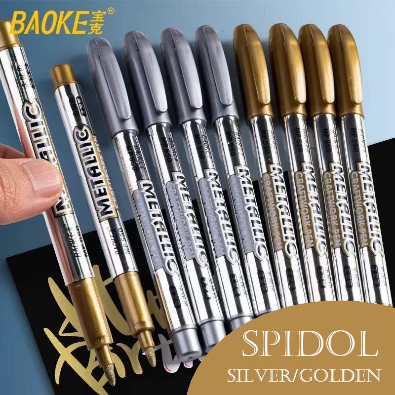 

Metallic Pen Baoke Gold Silver Pen Marker Spidol metalik emas perak