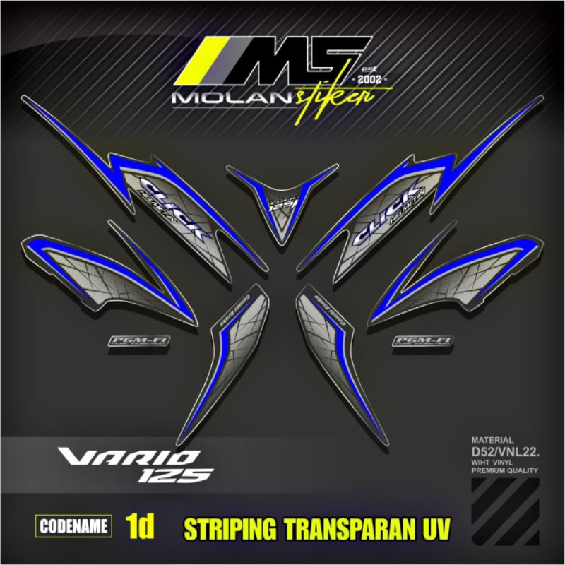 Decal Sticker Striping Variasi Transparan Uv Vario 125 Old (CLICK 125 i) Vario 125 Techno/Cbs 2012-2