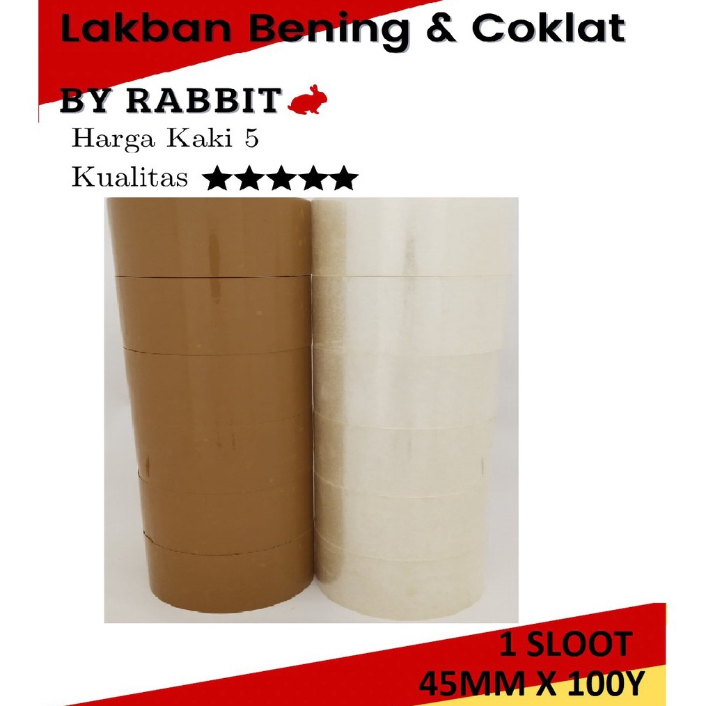 

ART O3C5 LAKBAN 45MM x 1YARD 45MC LAKBAN BENING COKLAT 1SLOT 6ROL