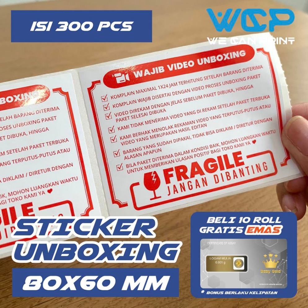 

ART A3G9 Label Sticker FRAGILE 8x6 Wajib Video Unboxing Stiker Jangan Dibanting 8 x 6 mm