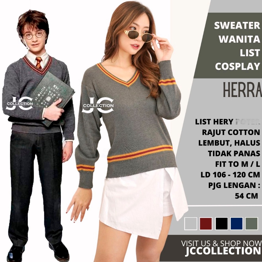Terbagus Sweater Rajut Wanita  Sweater Rajut  Jaket Sweater Knit List Gaya Korea Style JCCollections