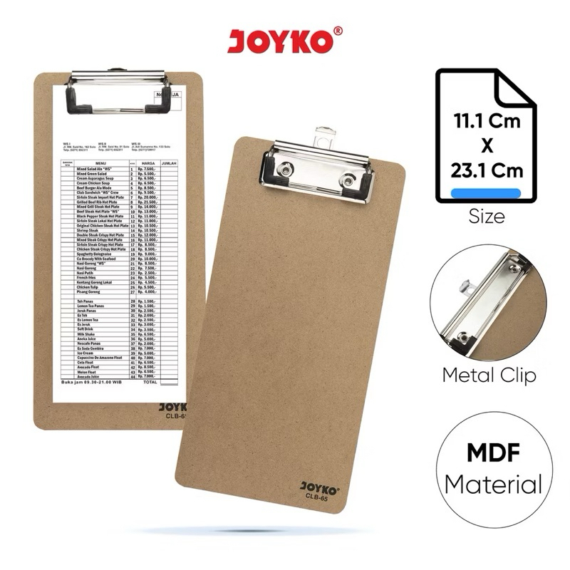 

Clipboard Papan Jalan Alas Ujian Joyko Alas Bon Struk Nota