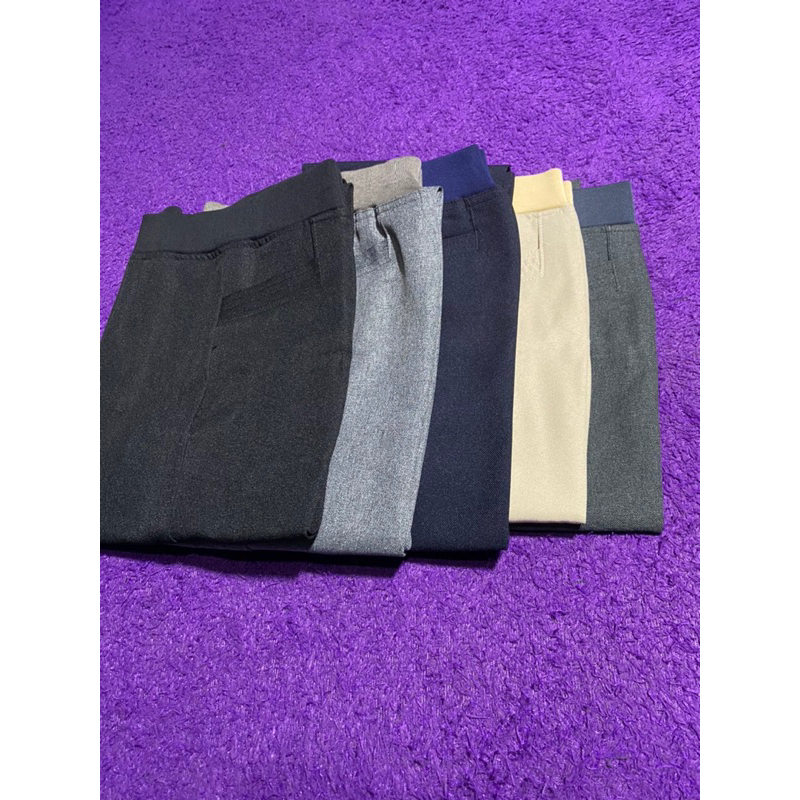 celana Kerja Kantor Wanita Formal Warna Abu Hitam Navy Cream Coklat Pinggang Karet Panjang Standar j