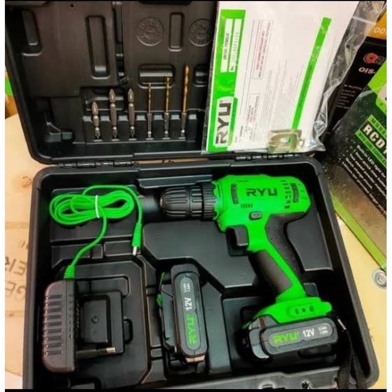 bor cordless Ryu 12v / bor cas Ryu 12volt / bor batera Ryu 12volt ( baterai 2pc)i