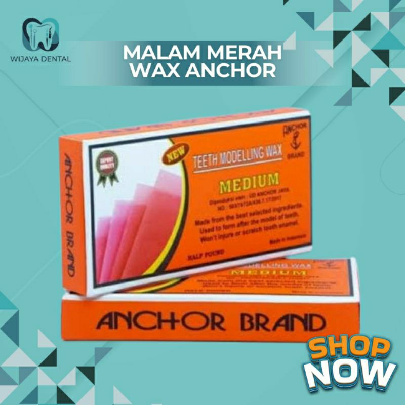 DENTAL BASE PLATE WAX ANCHOR BOX / MALAM MERAH DENTAL / MODEL MALAM MERAH ANCHOR MEDIUM