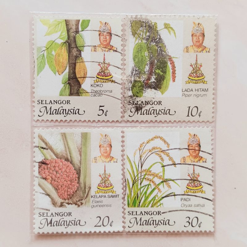 

(AB) Perangko Selangor Malaysia Tahun 1994 -1995 Seri Agricultural Products Set 4 pcs Used