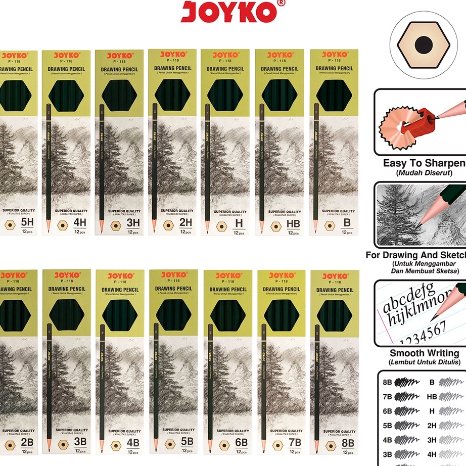 

Gila Drawing Pencil Pensil Menggambar Joyko P118 1 Box 12 Pcs