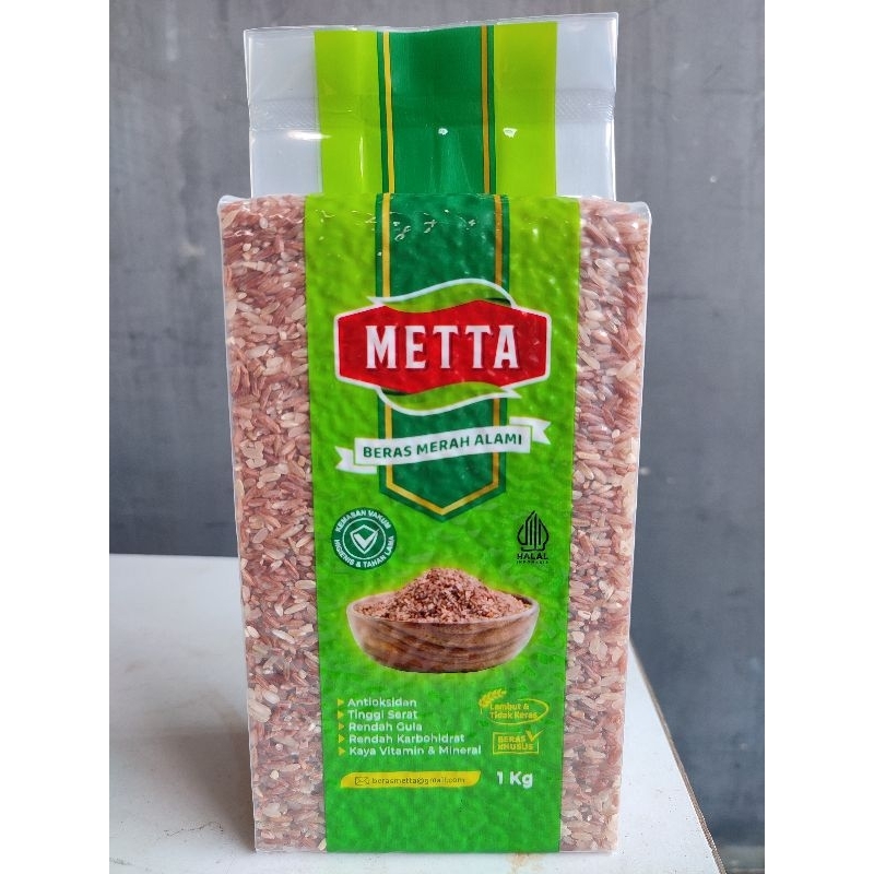 

METTA Beras Merah Organik Sosoh Kemasan Vakum ( Enak & Lembut ) - 1kg