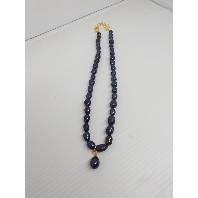 Kalung Mutiara hitam keliling grade A mutiara Import pearls