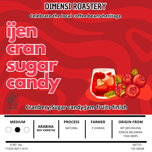 

ARABIKA "IJEN CRAN SUGAR CANDY", Roastbean single Origin Coffee 150gram, Biji kopi Arabika Ijen Raung Jawatimur Indonesia