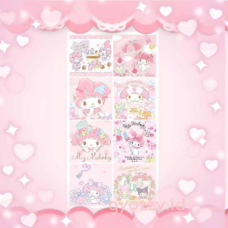 

50pcs/ Sticker Cute Pinky My Melody for deco adn journal, cute my melody sticker, stiker my melody lucu