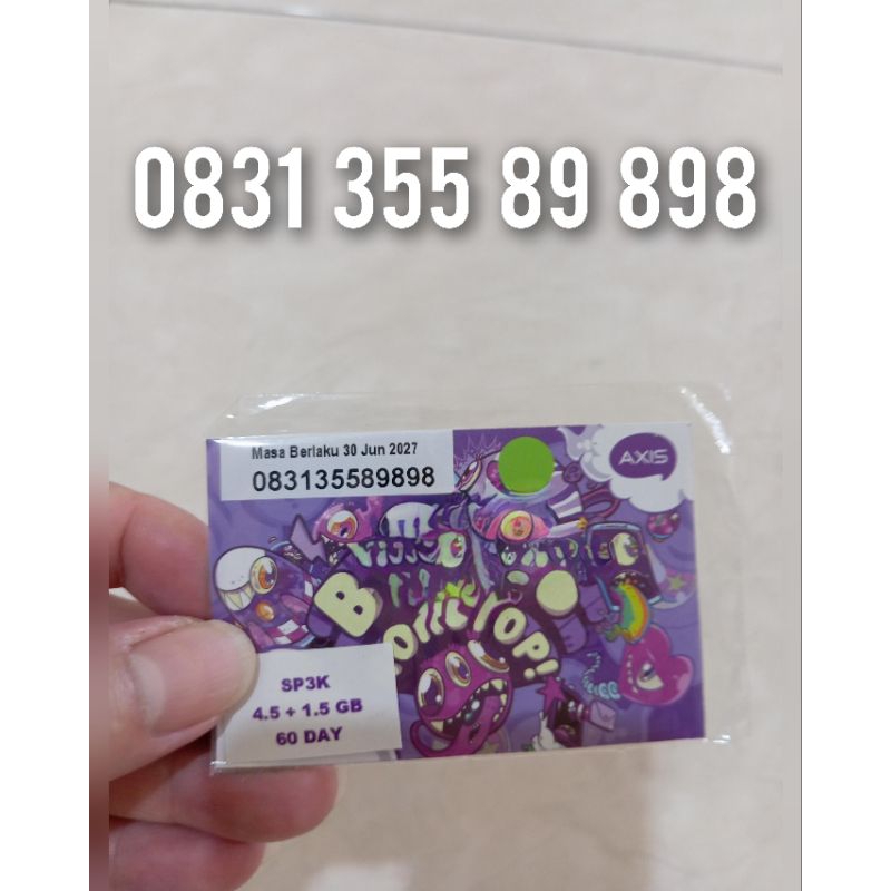 Kartu Perdana Axis 4G 5G 12 Digit Nomor Cantik 0831 355 89 898 Free Kuota Utama 6 GB