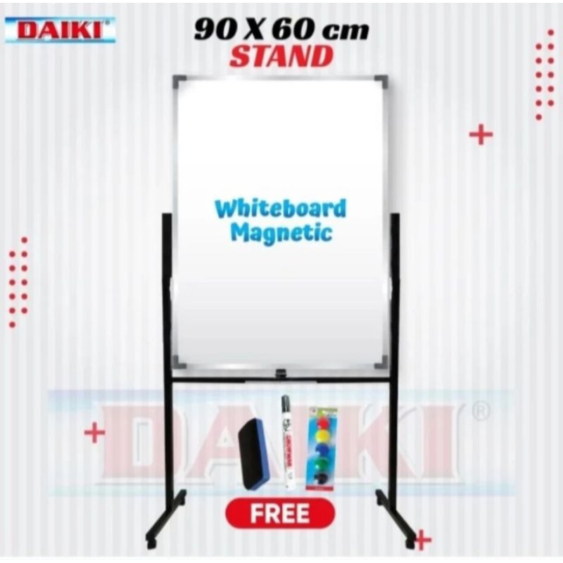 

DAIKI Papan tulis White board Double face standing magnetic 50 x 70 cm / 90 x 60 cm.