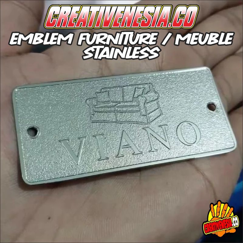 

LABEL PLAT FURNITURE DAN MEUBLE STAINLESS / KUNINGAN 8CMx4CM - PLAT LABEL FURNITURE/MEUBLE CUSTOM