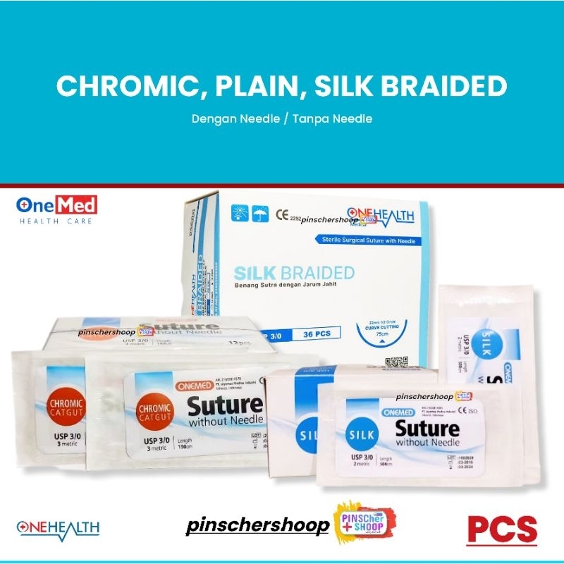 Catgut Chromic Plain Silk Braided Surgical Suture - Benang Jahit Bedah Satuan P5
