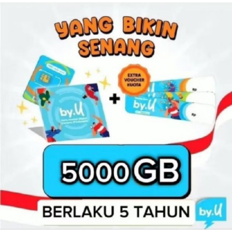 Kartu By.U Full Unlimited Tanpa Batas Kuota 5000,GB Selama 5 Tahun Internet Sepuasnya Tanpa isi Kuot