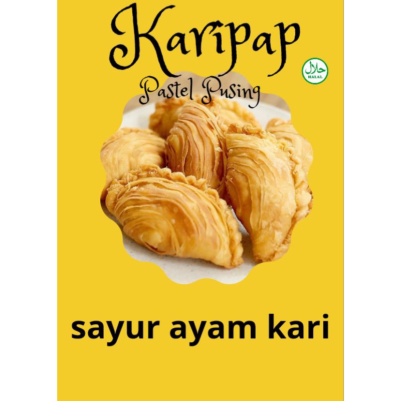 

frozen isi 6pcs karipap/pastel pusing spesial sayur ayam kari frozen