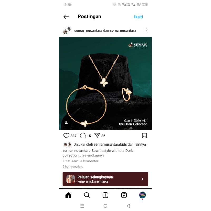 SATU SET PERHIASAN EMAS ASLI SEMAR