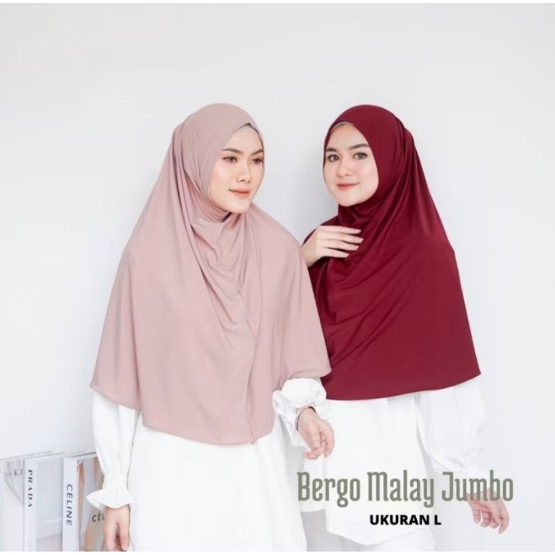 hijab bergo malay jumbo/jilbab bergo jumbo/jilbab bergo nonped ukuran L