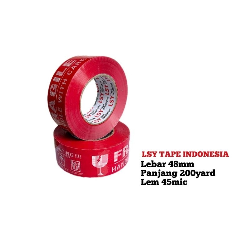 

lakban fragile full merah LSY TAPE 48mm x 200yard ( CMH )