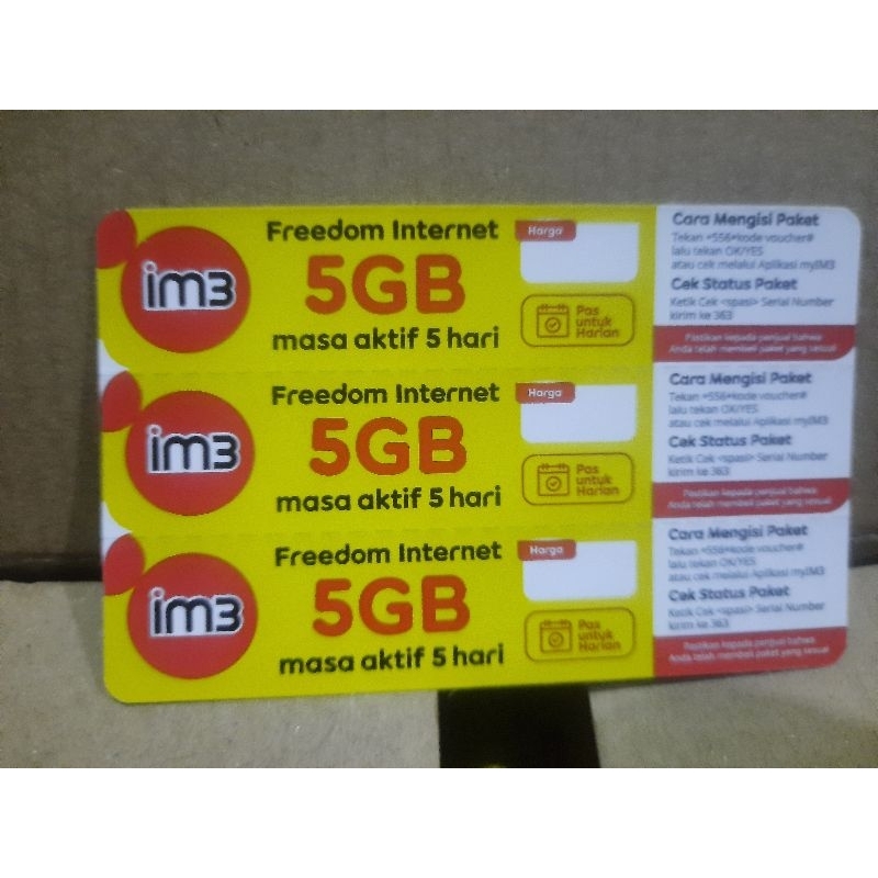 VOCHER IM3 5GB/6,5GB 5 hari