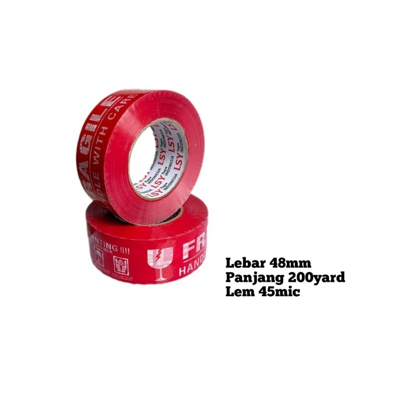 

lakban fragile full merah LSY TAPE 48mm x 200yard ( CMH )