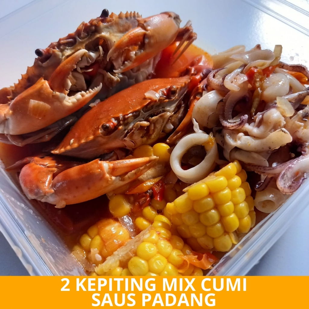 

2 Kepiting Mix Cumi Saus Padang Special - Arviansyah Seafood Surabaya