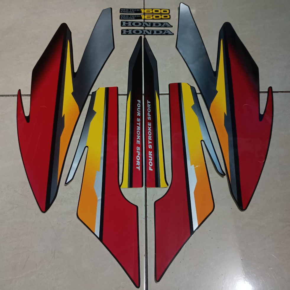 stiker striping honda gl pro 1997 1998 hitam lis merah list body standar berkualitas original