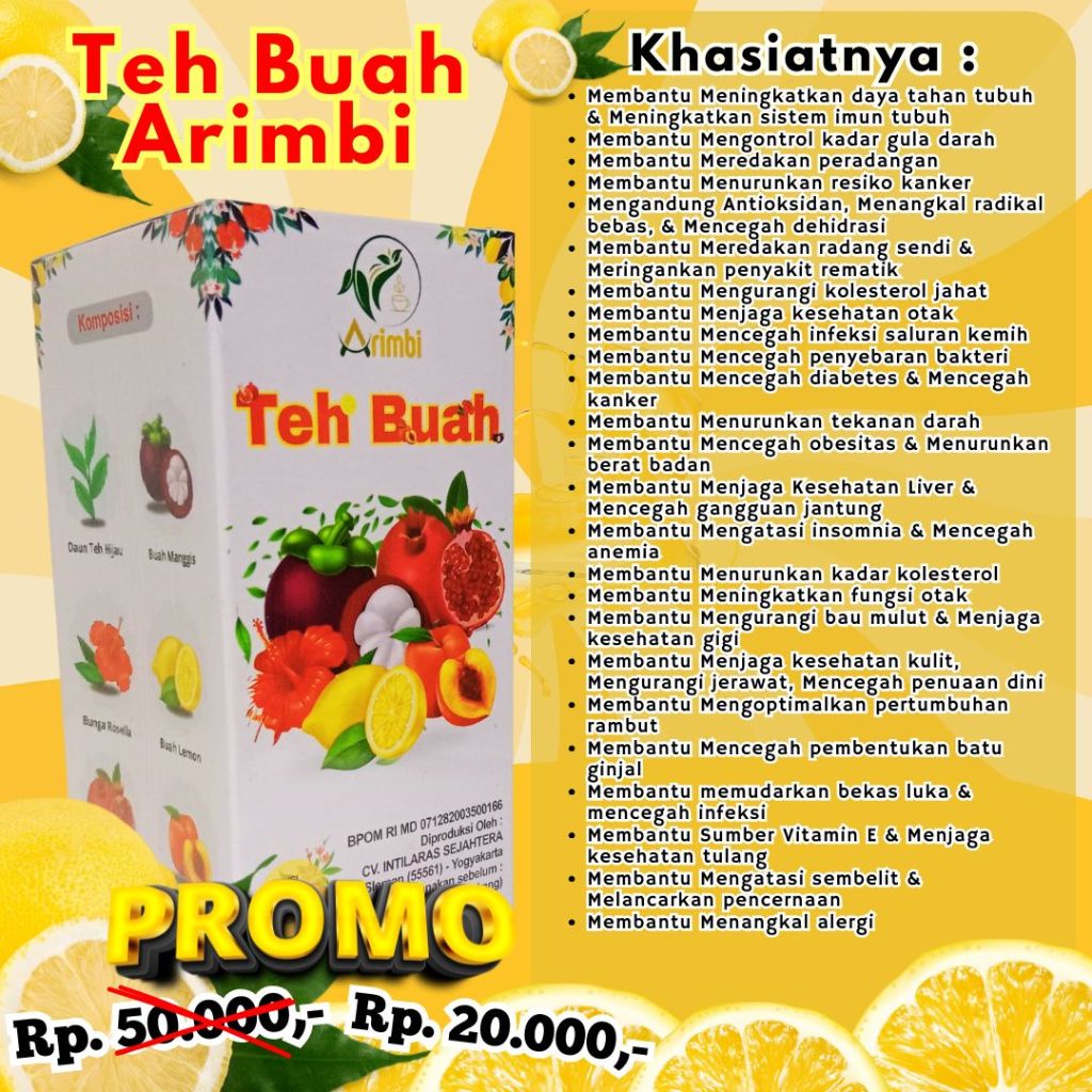 

Teh Buah Arimbi, Teh Arimbi, Teh Buah,Teh Buah Untuk Membantu Mengurangi kolesterol jahat,Teh Buah Untuk Membantu Menjaga kesehatan otak,Teh Buah Untuk Membantu Melancarkan pencernaan,