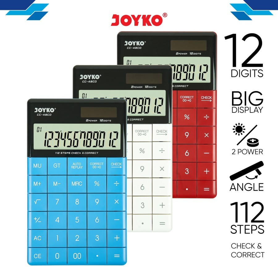 

Kalkulator Joyko CC-48CO 12 Digits Original (1 PCS) / Calculator Check & Correct Joyko CC-48CO / Kalkulator Warna Fancy