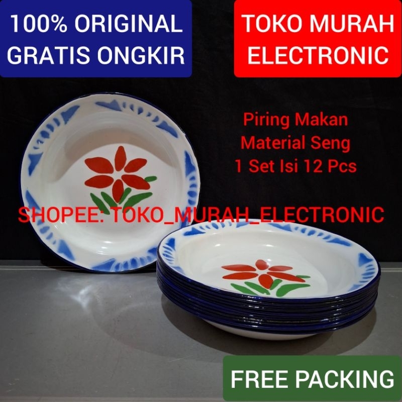 TME - Piring Makan Seng 22 Cm 1 Lusin Isi 12 Pcs
