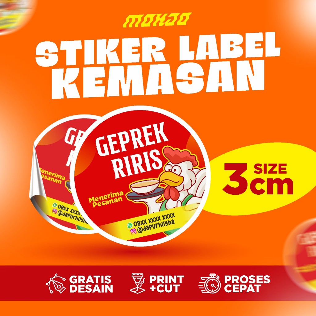 

STICKER LABEL MAKANAN STIKER SALAD STICKER CAMILAN SIAP TEMPEL CUSTOM GRATIS DESAIN UKURAN 3CM TERMURAH