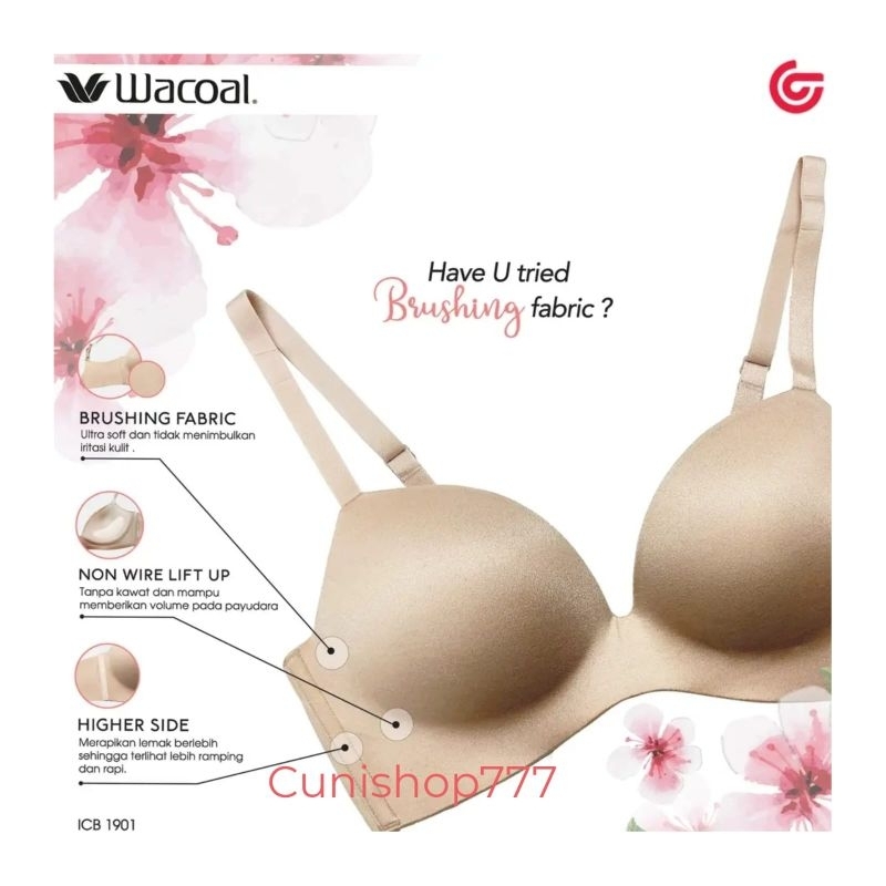 WACOAL FEEL FREE BRA TANPA KAWAT BUSA TEBAL PUSHUP PUSH UP BH WANITA WIRELESS NON WIRE icb 1901 icb1