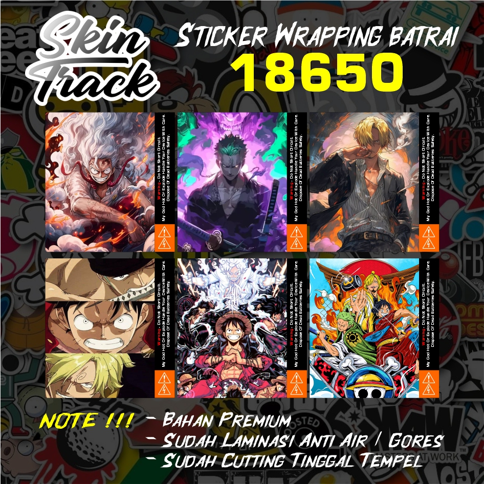 

Stiker Skin Wrap Baterai 18650 Motif Onepiece Original - Pelindung Dan Pelapis Wrap Baterai 18650