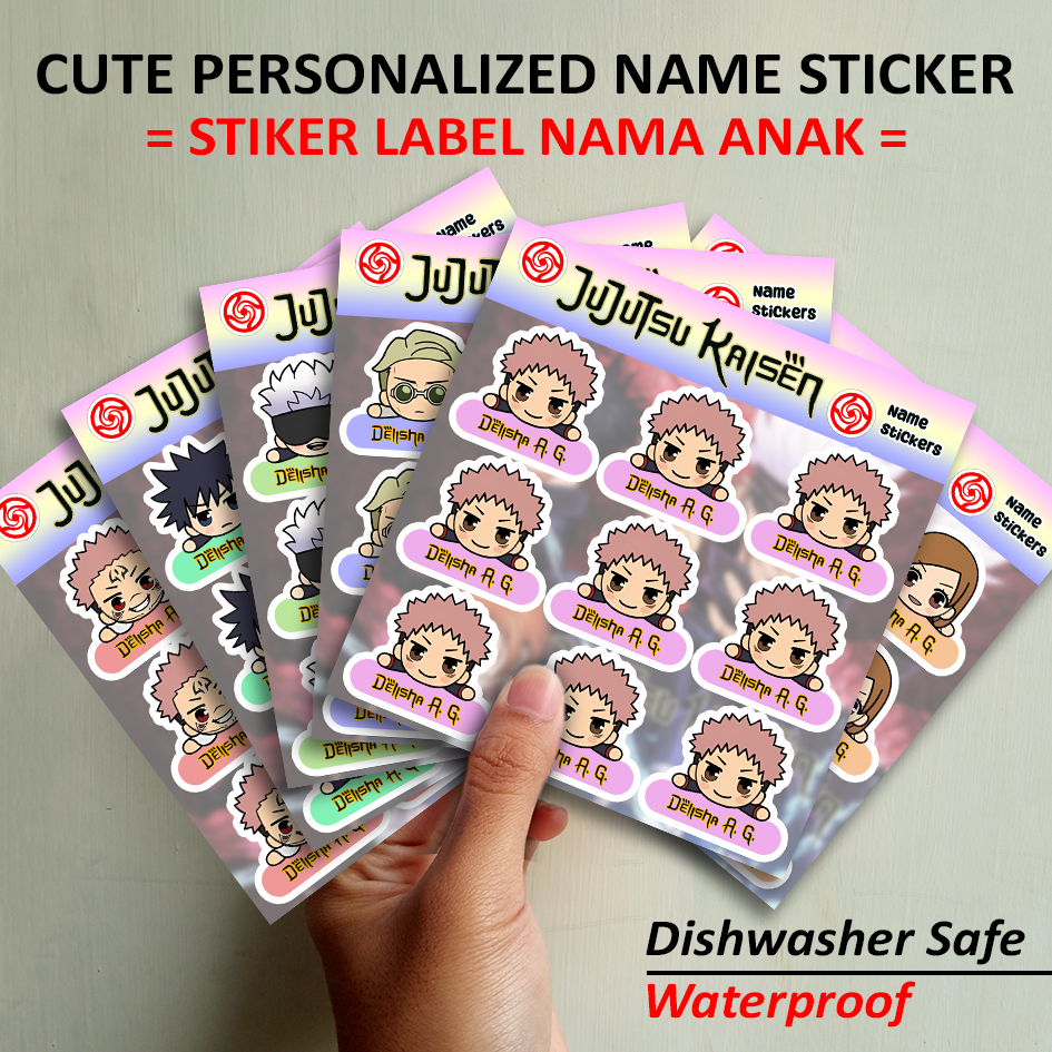 

STIKER LABEL NAMA ANAK CUSTOM STICKER NAME TAG LABEL KUSTOM SERI JUJUTSU KAISEN