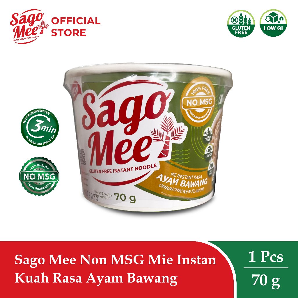 

Sago Mee Non MSG Mie Instan Gluten Free Kuah Rasa Ayam Bawang 70 gram