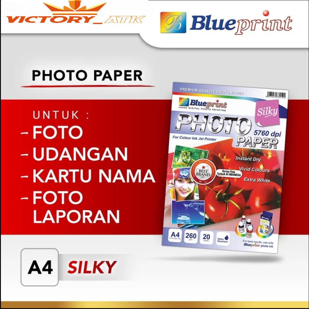 

Kertas Foto Silky , Silky Photo Paper BLUEPRINT A4 260 gsm