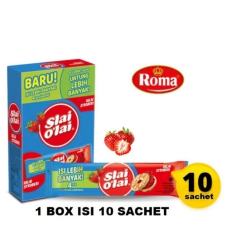 

Roma Biskuit Sle Olai rasa Stroberi 1box isi 10pcs