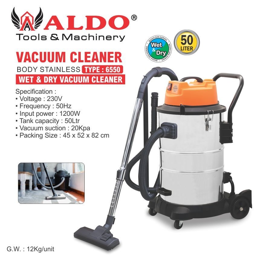 VACUUM CLEANER BODY STAINLESS 50 LITER 6550 / VAKUM CLENER / MESIN VAKUM SEDOT DEBU / WET & DRY VACU