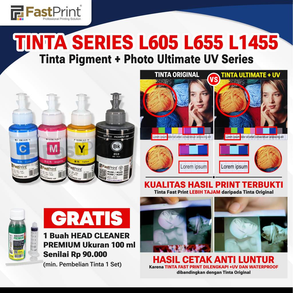 Tinta Epson L605 L655 L1455 Printer Epson 1 Set