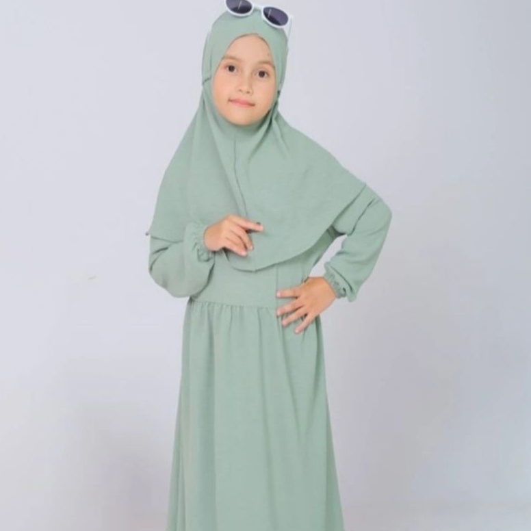 KODE M59V gamis anak perempuan gamis sekolah MARISSA fashion hijab anak cringkel gamis anak satu set