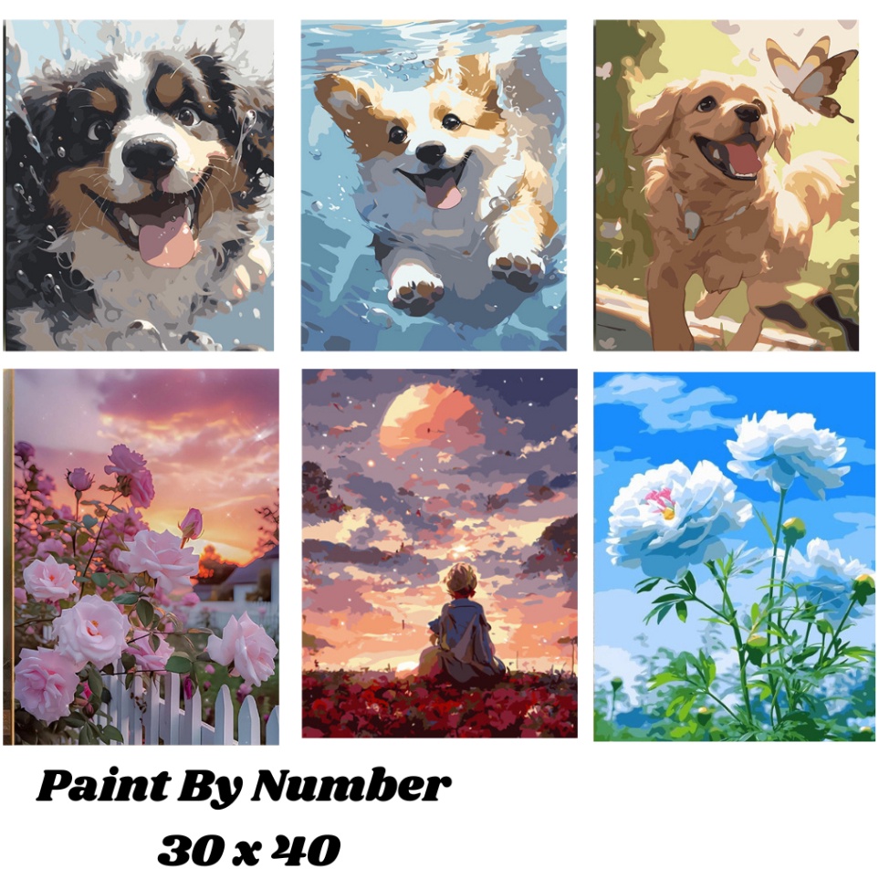 

KODE V93W HARU 3x4cm Paint by Number Kit Canvas DIY Panda Corgi Animal Little Prince Kanvas Lukis Set Menggambar Melukis