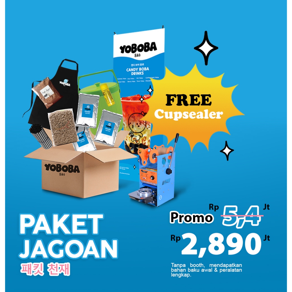

Paket Usaha Boba Yoboba Tanpa Meja dan FREE Cup Sealer
