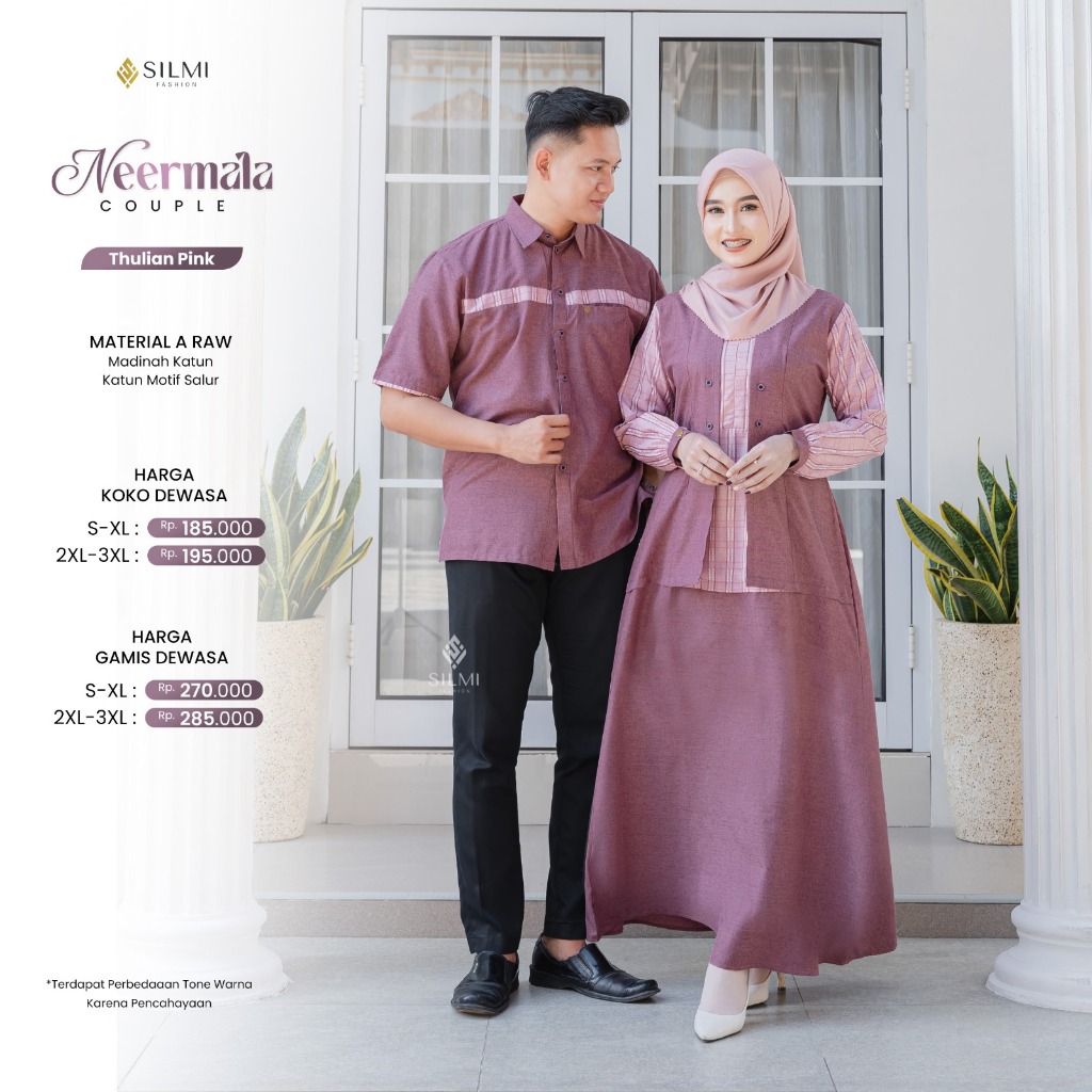 SARIMBIT TERBARU 2025 COUPLE PASANGAN DEWASA LEBARAN NEERMALA COUPLE THULIAN PINK BY SILMI FASHION -
