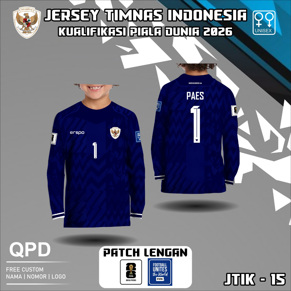 Jersey kiper anak kaos sepak bola timnas indonesia lengan panjang terbaru