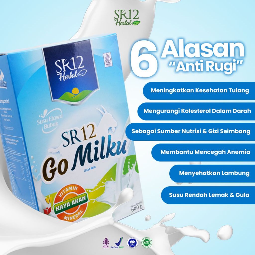 

SR12 GO-MILKU Susu Kambing Etawa 200g - tulang - lambung - pernafasan - susah gemuk - alergisususapi