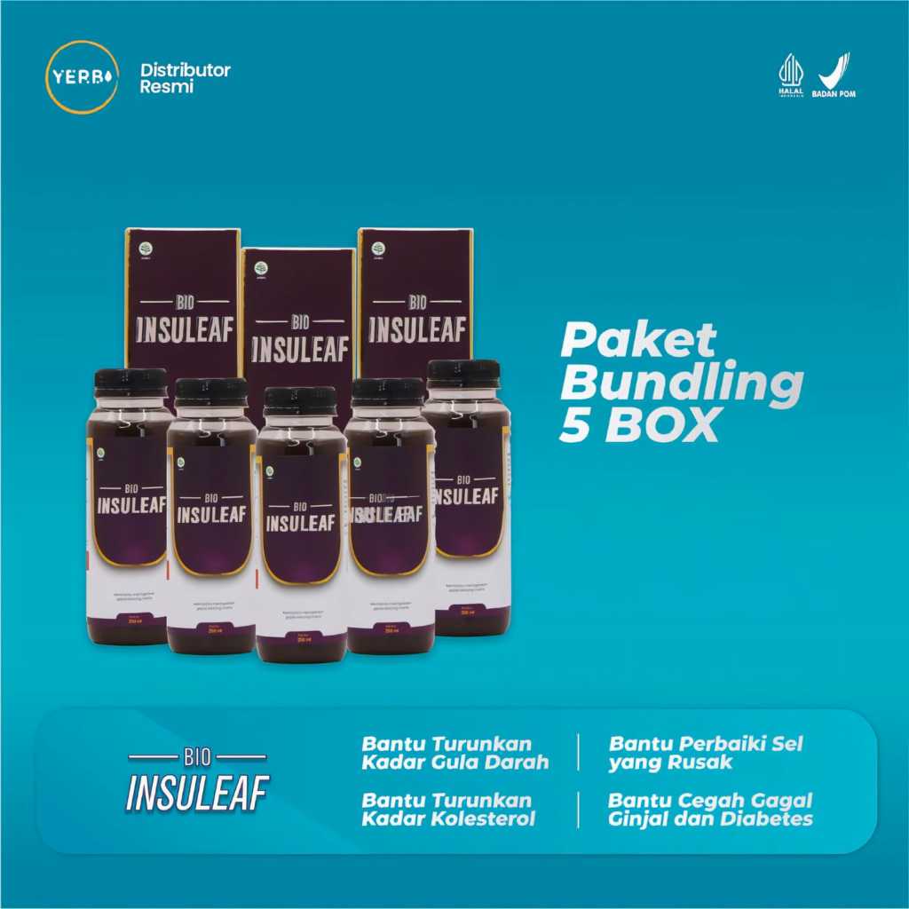 

Paket 5 Box Bio Insuleaf - Kontrol Gula Darah Tanpa Batasan MakananTurunkan Gula Darah Resiko Komplikasi Kolesterol Menurunkan Kadar Gula Mengatasi Kencing Manis Diabetes Melitus Mencegah Gagal Ginjal menurunkan kolesterol obat gula darah obat kolesterol