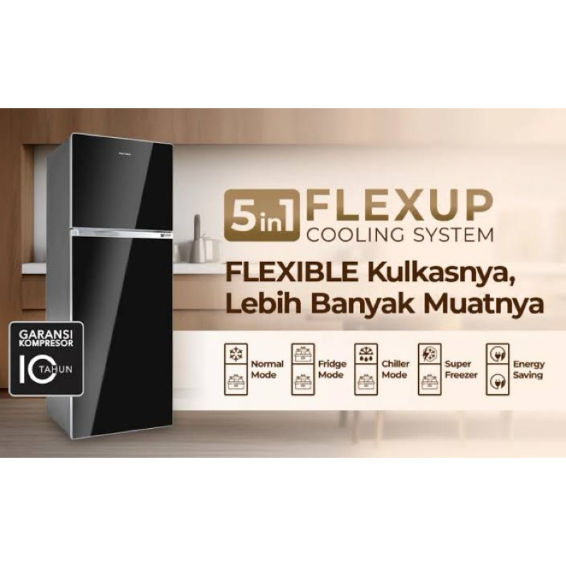 Kulkas polytron 2 pintu 5in1 flexup cooling sustem prw-29hb