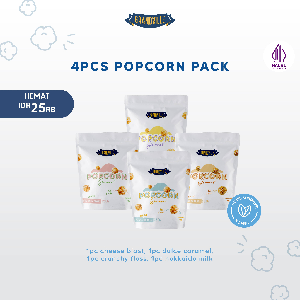 

NO_MORE 4Pc Grandville Popcorn Gourmet Pack All Variant