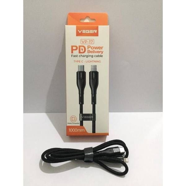 KABEL DATA TYPE C TO IPHONE MEREK VEGER VP - 17 POWER DELIVERY FAST CHARGING, CABLE TYPE C - LIGHTNI
